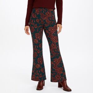 NWT Zara Bellbottom Pants Fall Floral Print Retro Flare Leg Pant Size Large NEW